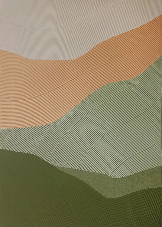 " Field 2 " Acrylic abstract green orange high textured art Yana Sagan