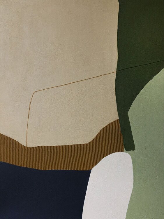 " Vista 2 " High textured abstract navy green brown acrylic art Yana Sagan