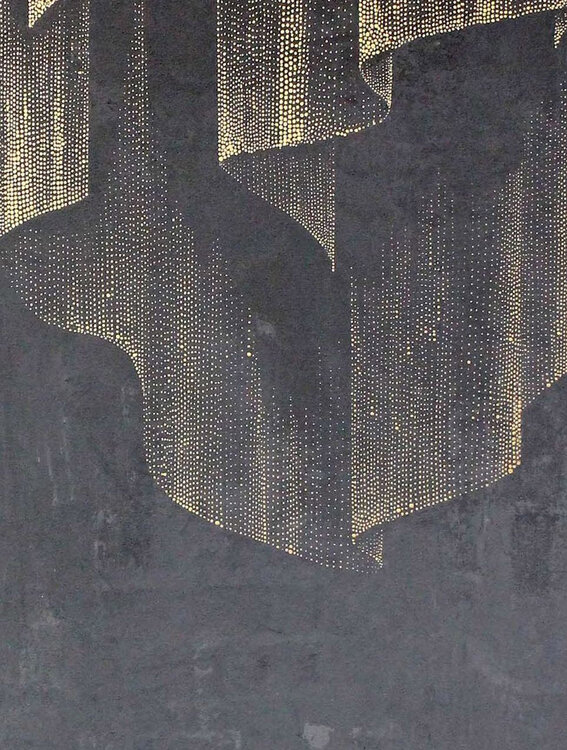 " Northern Lights "  Black gold lights abstract acrylic art Yana Sagan