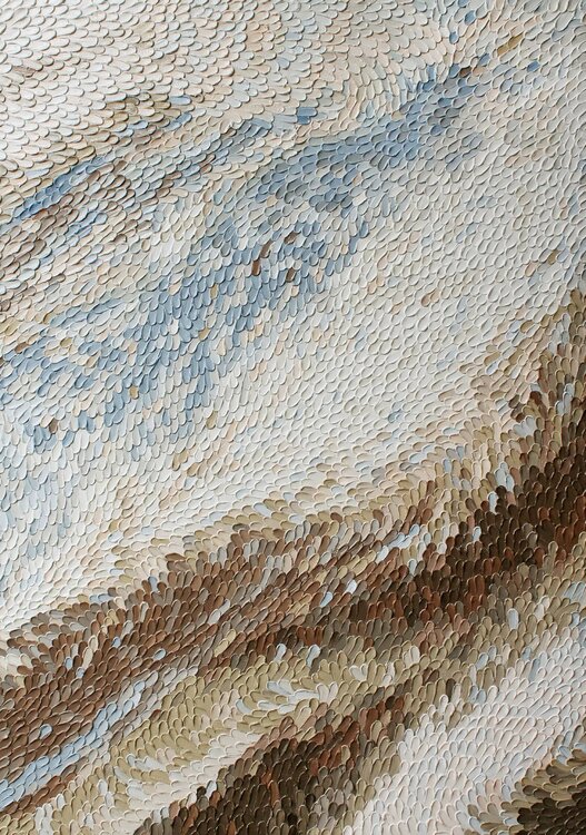 " Fluency " Blue brown abstract oil high textured art Yana Sagan