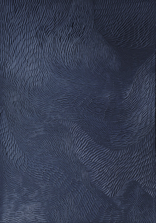 " Blue Fluency 5 " Navy abstract acrylic high textured art Yana Sagan