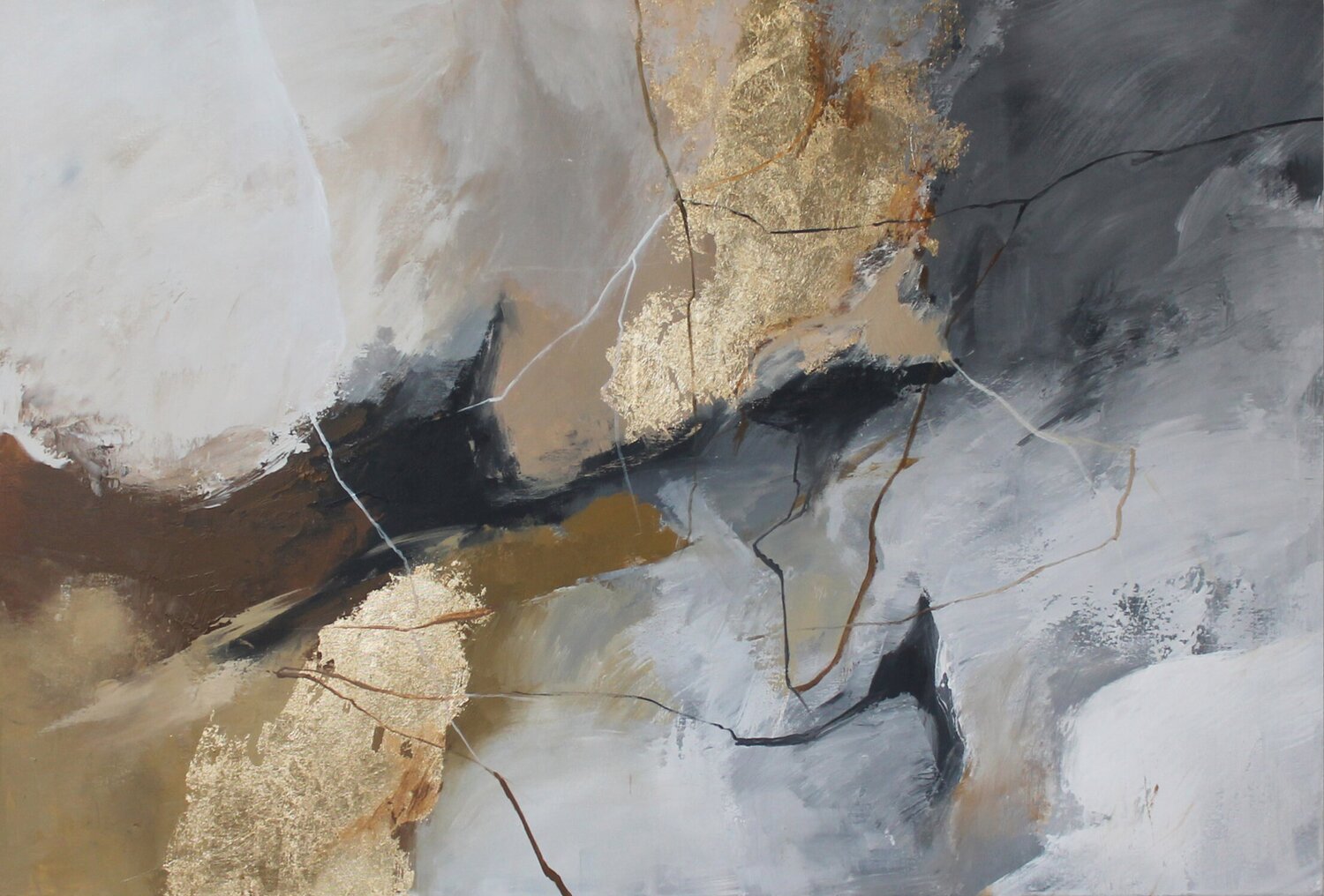 " Desert 2 " Grey gold brown abstract acrylic art Yana Sagan Originalgemälde zu verkaufen