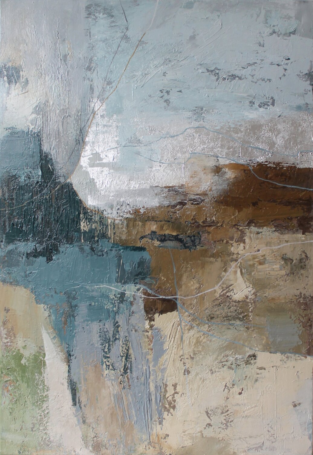 " Fall 2 " Blue brown abstract acrylic art Yana Sagan