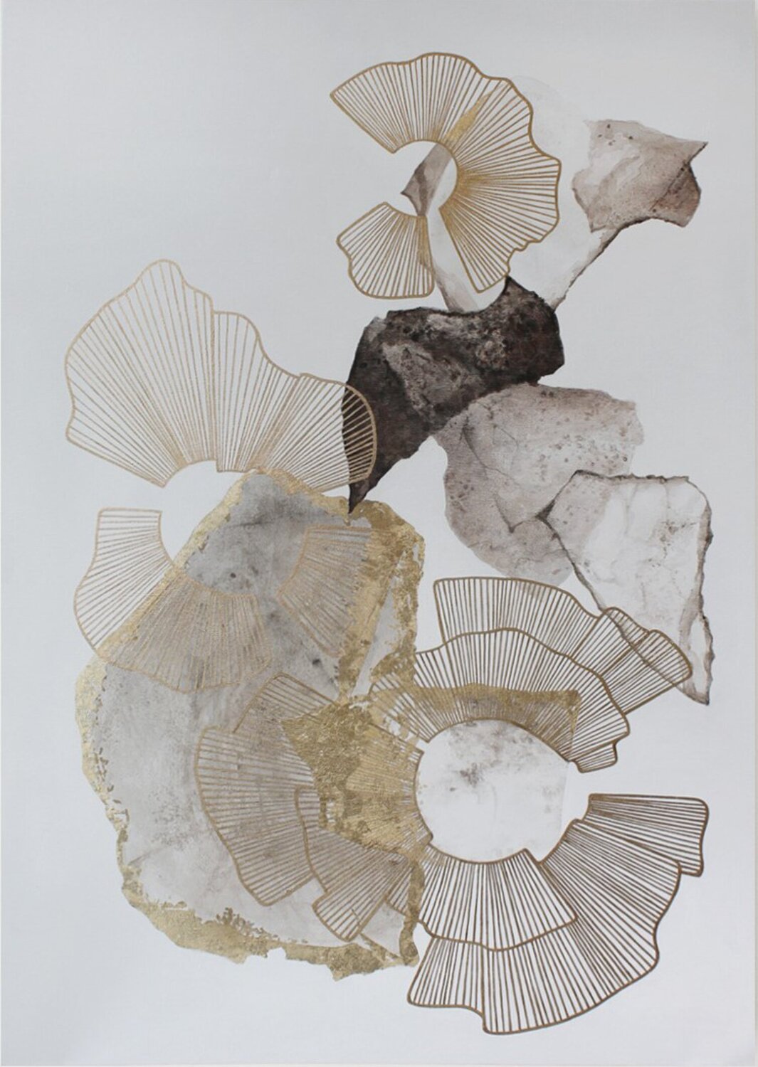 " Voile 3 " Abstrat gold gray acrylic art Yana Sagan Dipinto originale in vendita