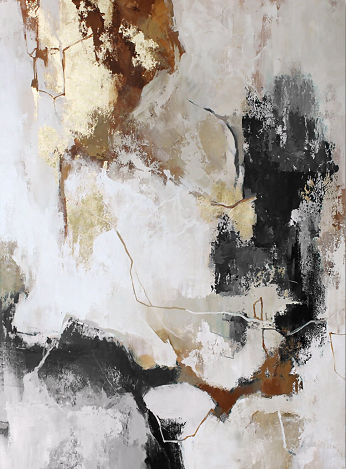 " Gray Flux " Gray gold abstract acrylic art Yana Sagan Dipinto originale in vendita