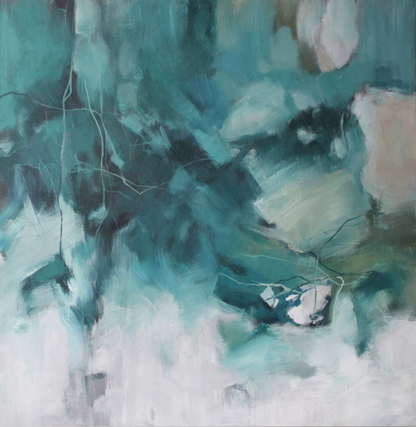 " Mint " Turquoise abstract acrylic art Yana Sagan
