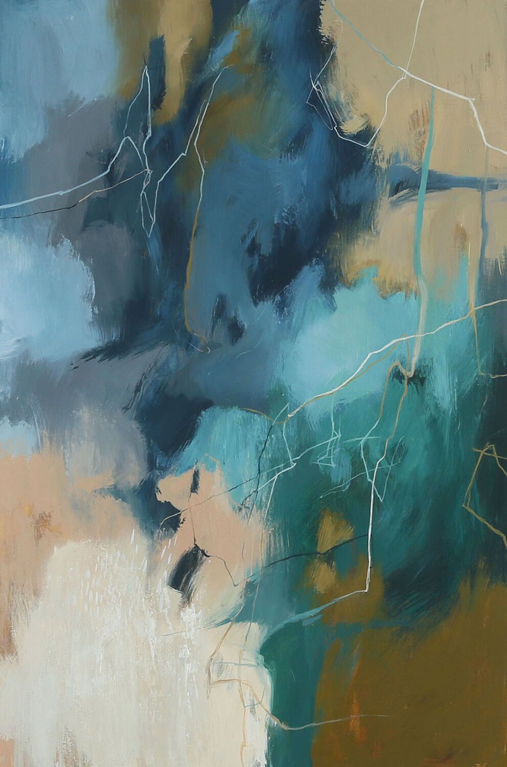 " Consonance 3 " Teal blue abstract acrylic art Yana Sagan