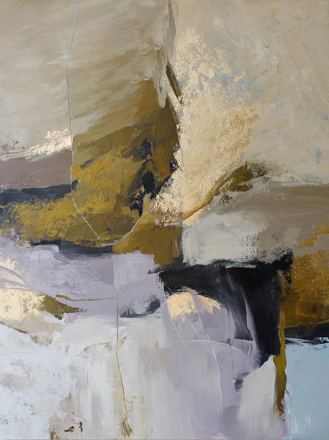 " Ness " Abstract acrylic licak beige brown art Yana Sagan Originalgemälde zu verkaufen