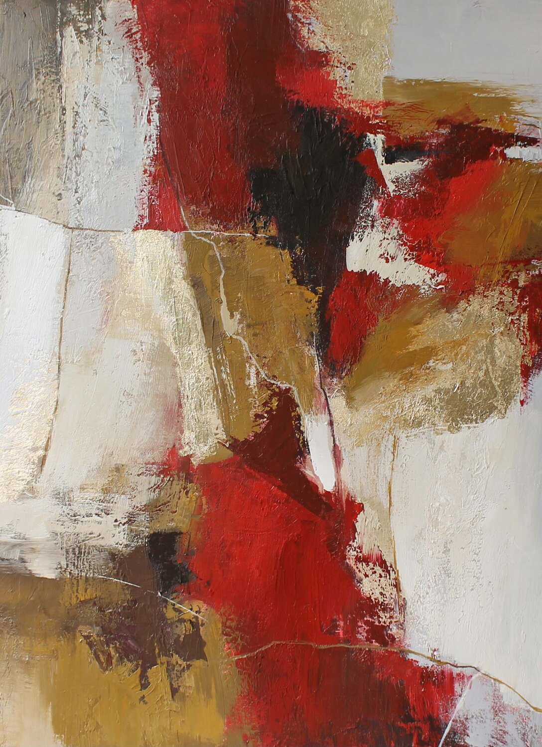 " Tango " Red gold burgundy abstract acrylic art Yana Sagan Originalgemälde zu verkaufen