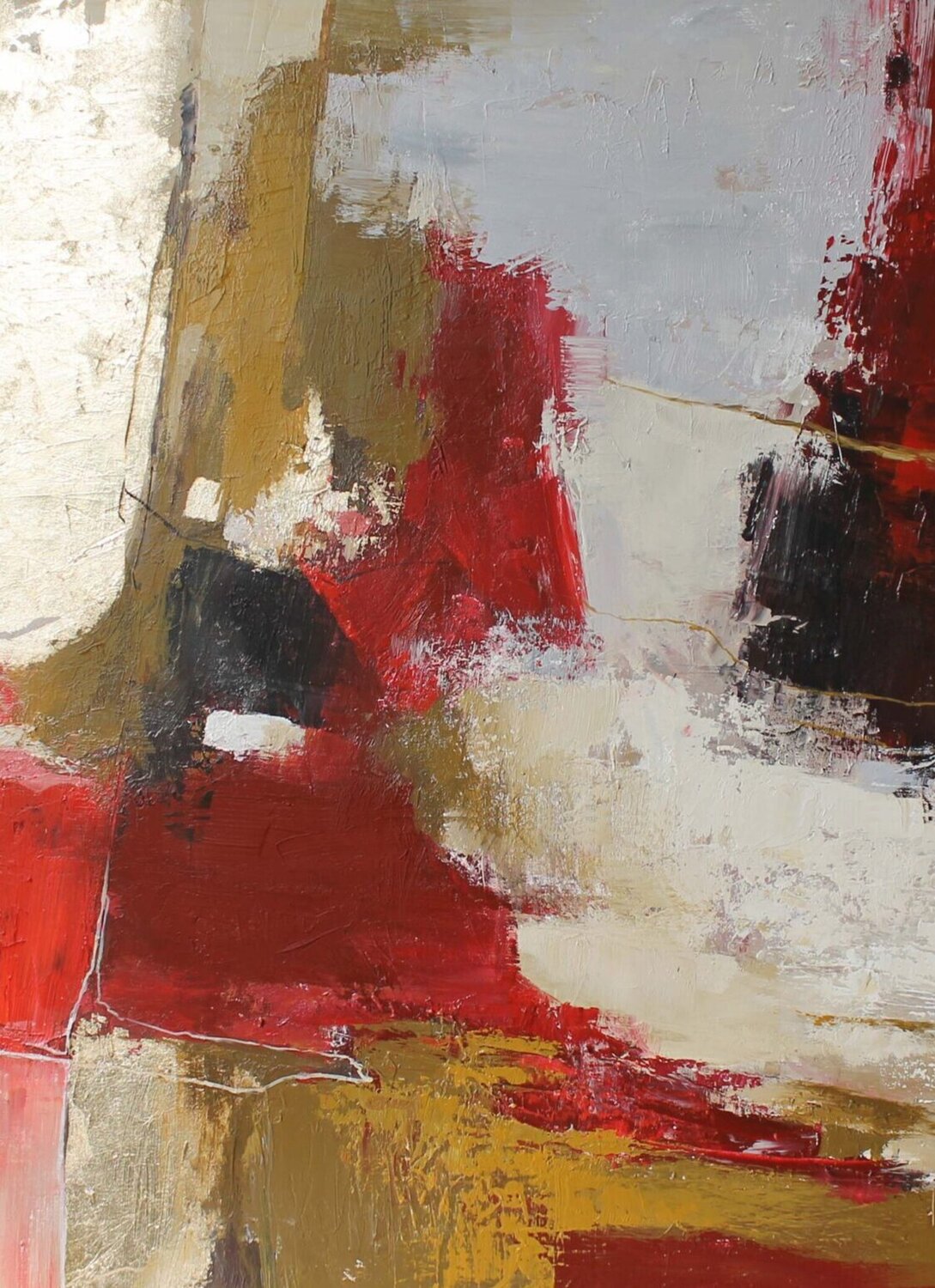 " Tango 2 " Red gold brown abstract acrylic art Yana Sagan