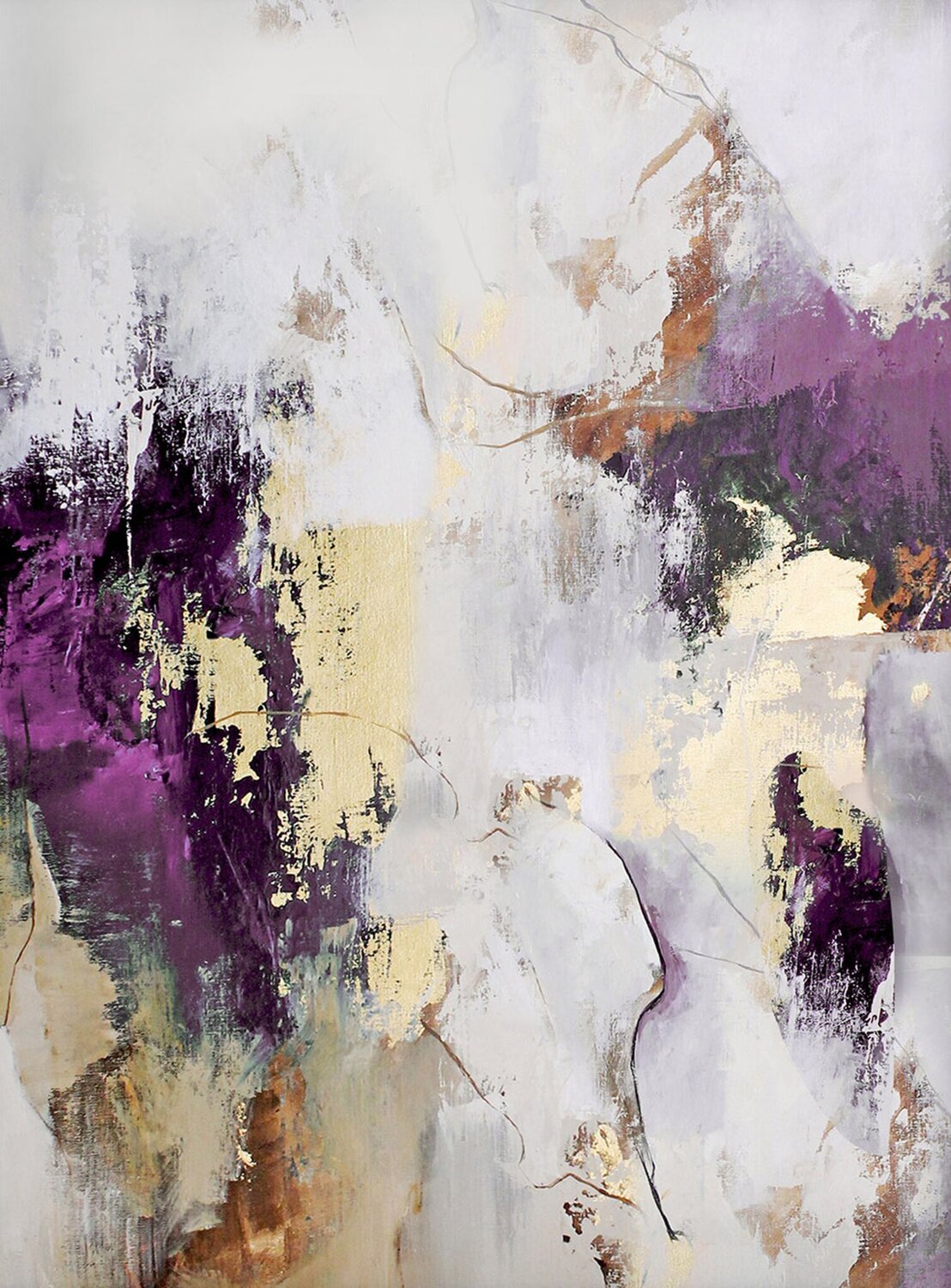 " Pink Flow 2 " Purple gold abstract acrylic art Yana Sagan Originalgemälde zu verkaufen