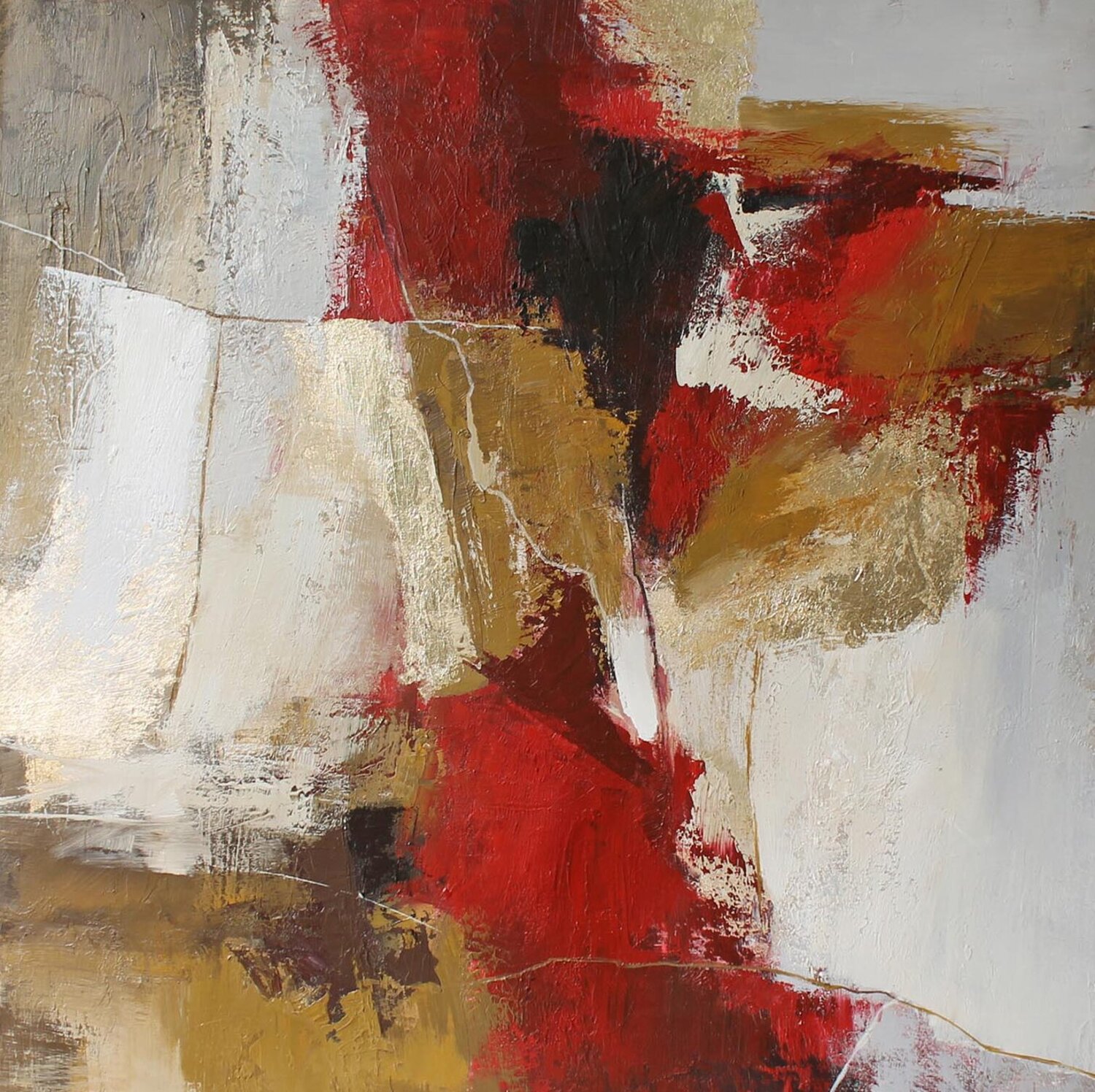 " Florid " Burgundy gold abstract acrylic art Yana Sagan Originalgemälde zu verkaufen