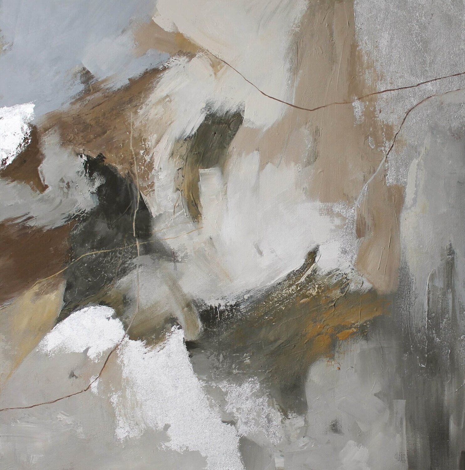 " Balance " Abstract gray brown silver acrylic art Yana Sagan Originalgemälde zu verkaufen