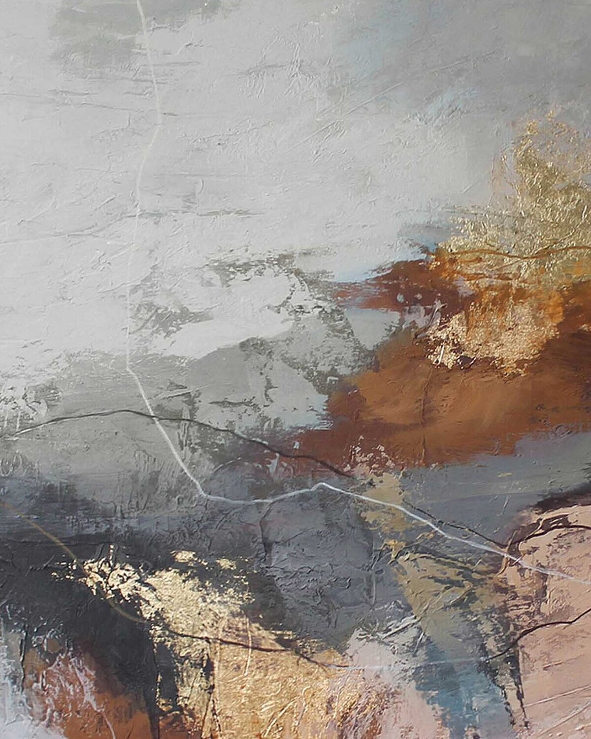 " Orange Flight 3 " Abstract gray brown gold acrylic art Yana Sagan Dipinto originale in vendita