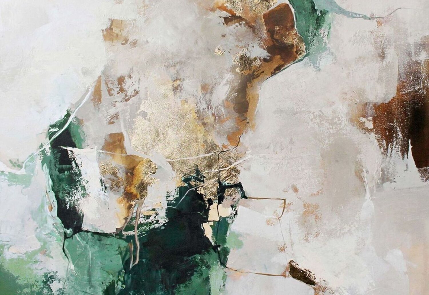 " Green Avalanche 3 " Abstract green gold acrylic art Yana Sagan Dipinto originale in vendita