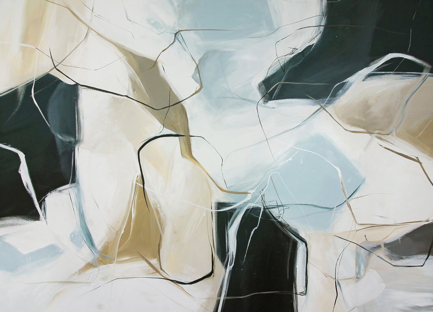 " Dream " Light blue black abstract acryllic art Yana Sagan