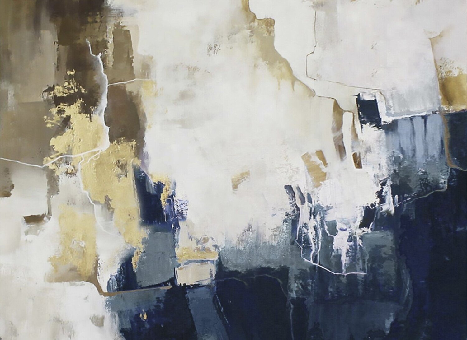 " Blue Flash 2 " Navy blue brown abstract acrylic art Yana Sagan