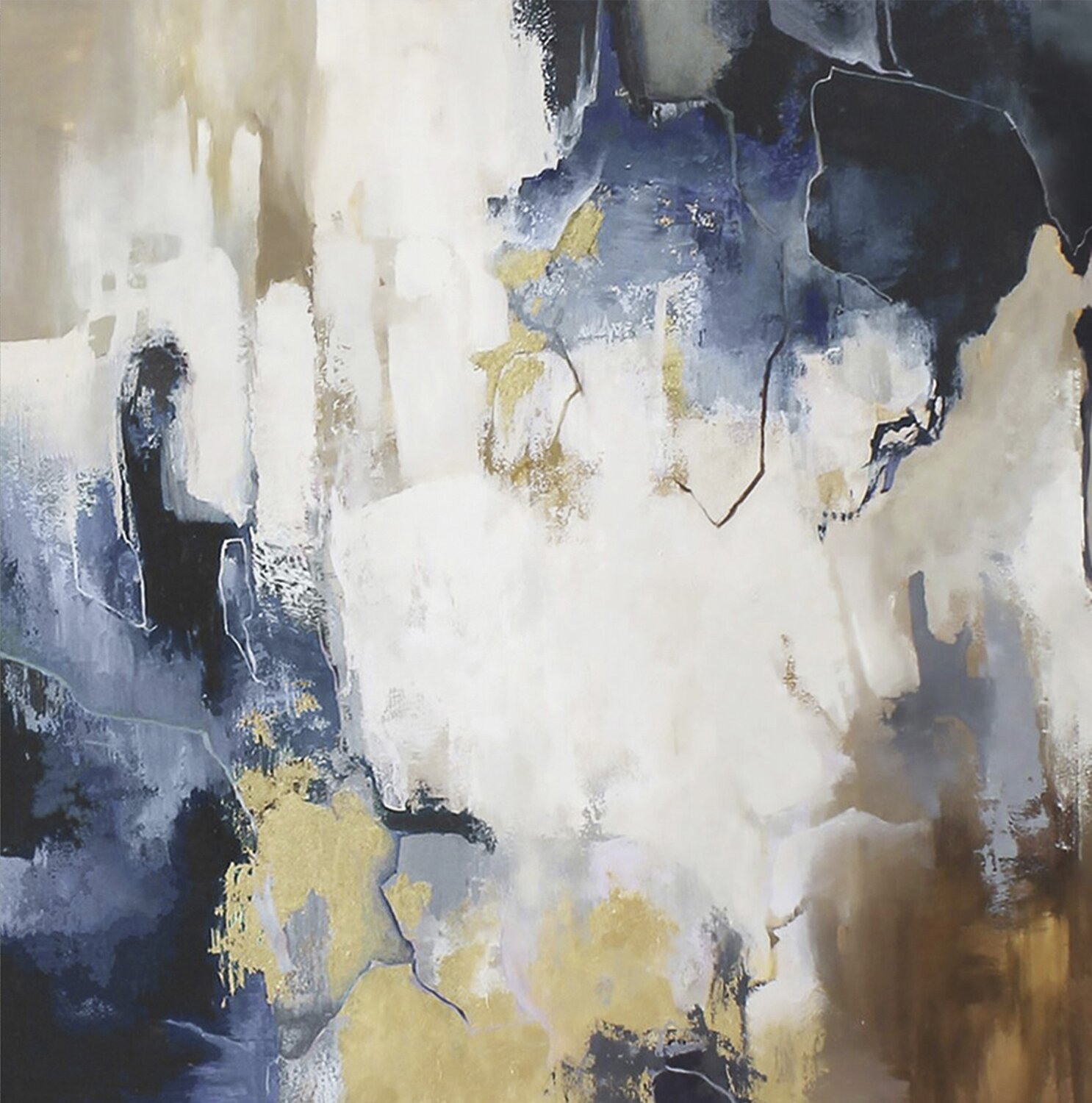 " Blue Flood " Abstract navy blue white acrylic art Yana Sagan Originalgemälde zu verkaufen