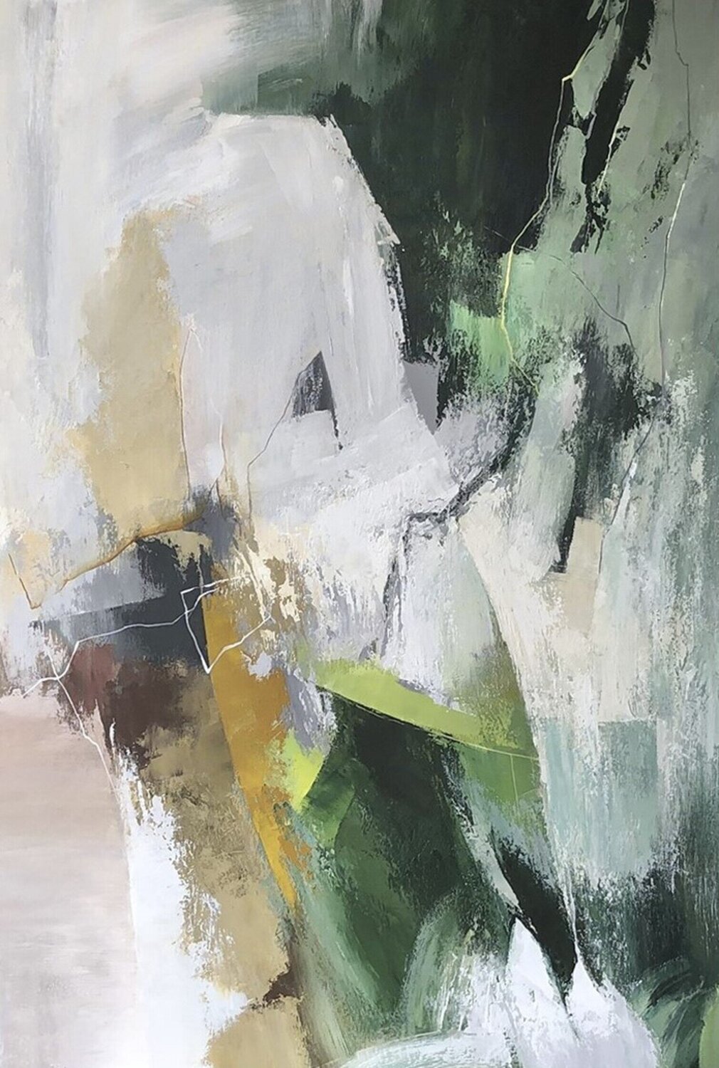 " Green Glory 5 " Dark green gray abstract acrylic art Yana Sagan Originalgemälde zu verkaufen