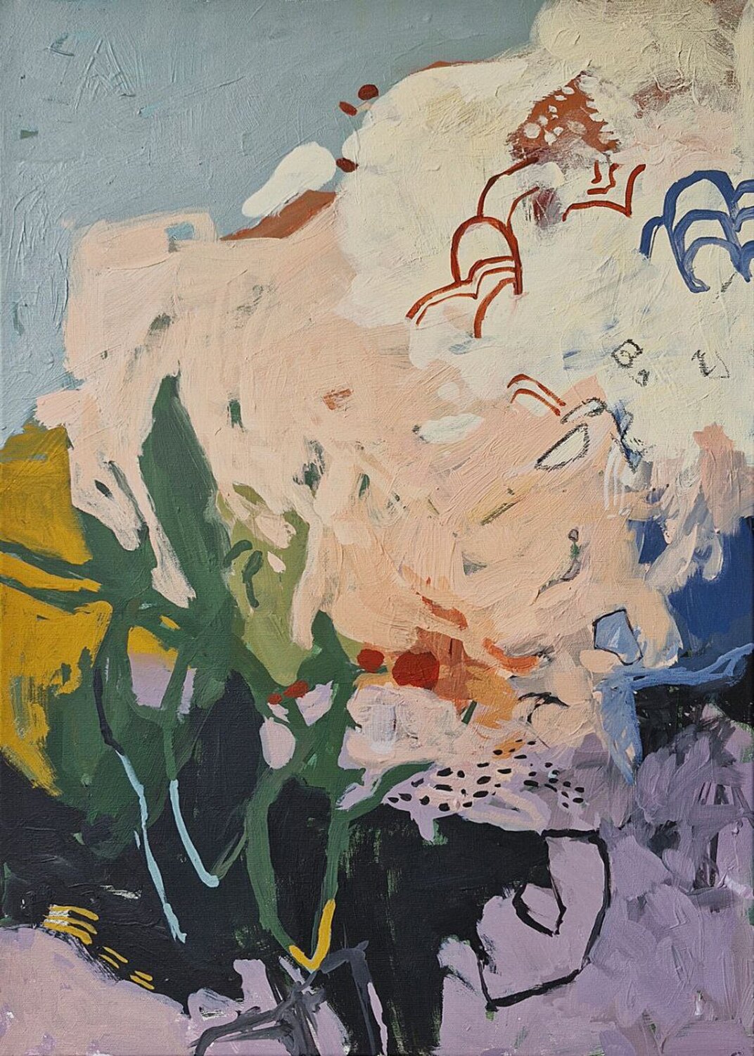 "Dreams-2" Abstract green lilac cream yellow acrylic Yana Sagan Dipinto originale in vendita