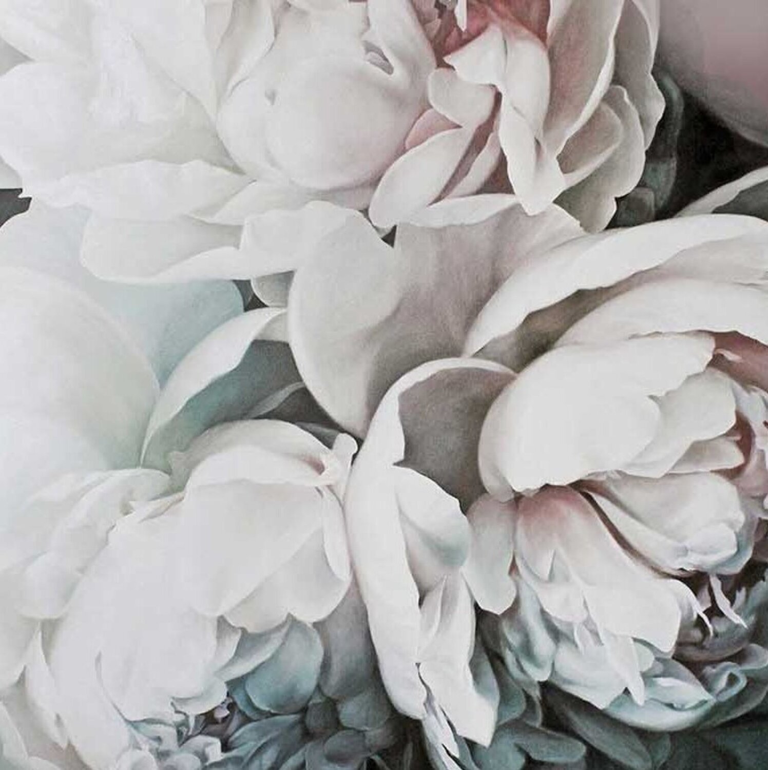 " Tender peonies "  White flower oil canvas art Yana Sagan