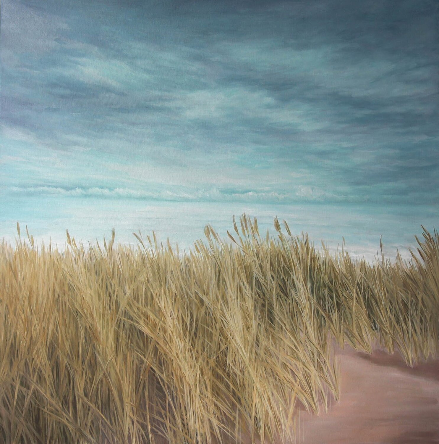 " Spikelets " Field landscape oil art Yana Sagan