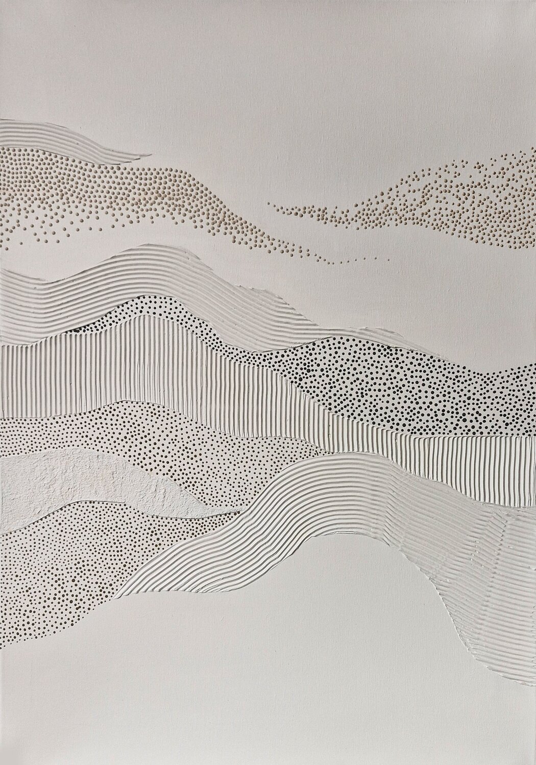 " Fluency 6 " High textured abstract gray white acrylic art Yana Sagan
