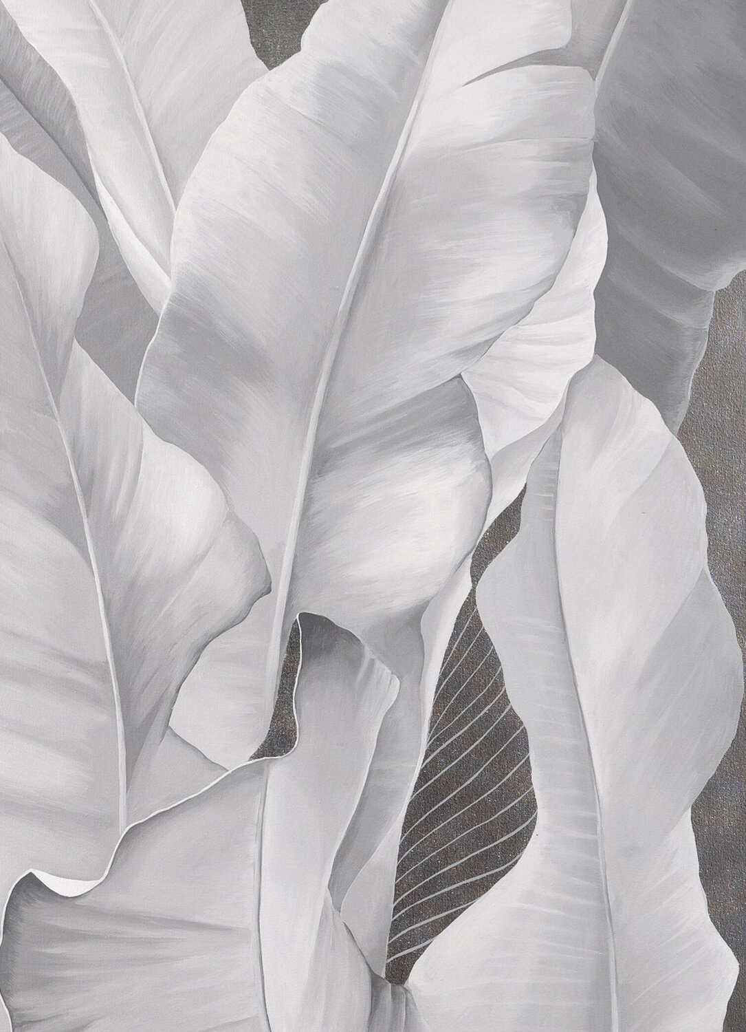 " Silver leaves " Tropical silver leaf oil art Yana Sagan