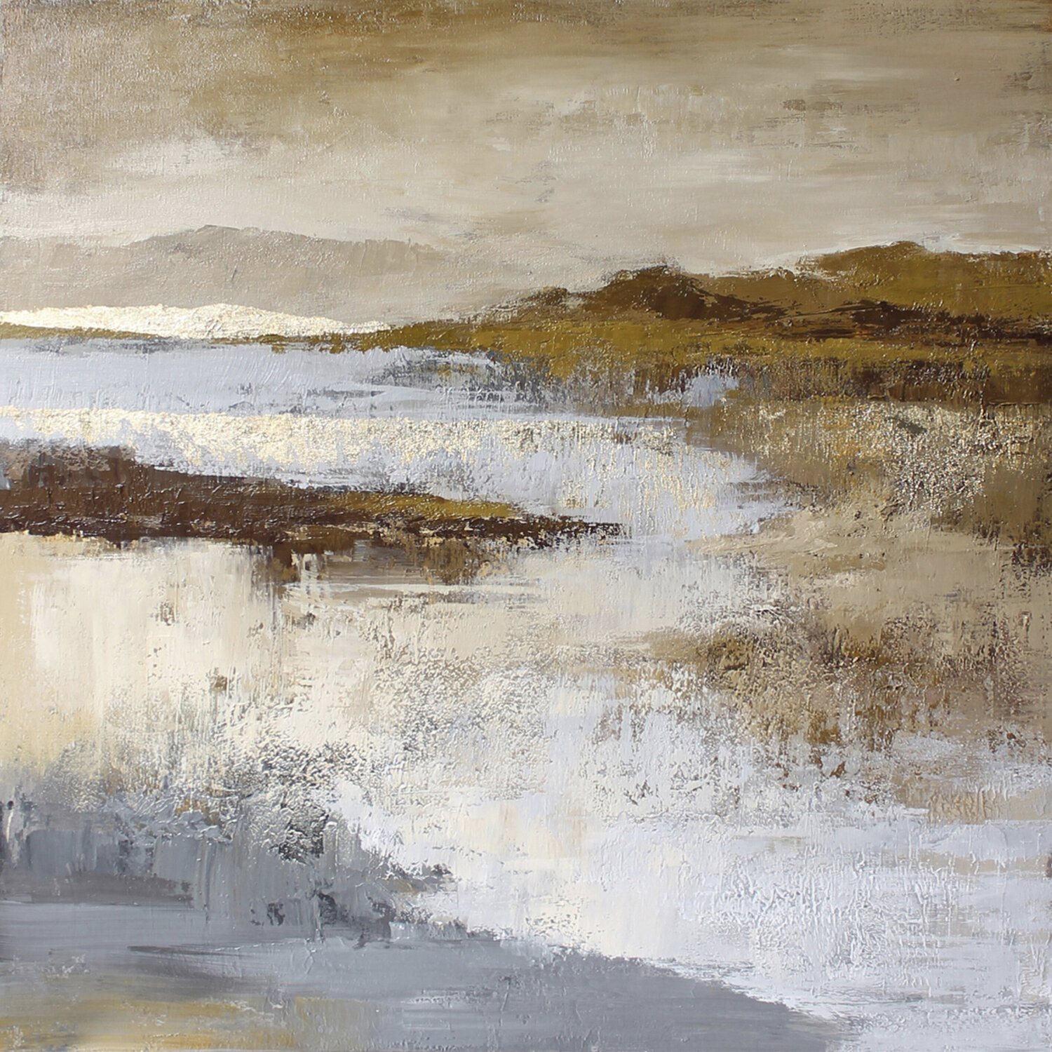 " Lago " Acrylic brown beige and gold abstract art Yana Sagan Originalgemälde zu verkaufen