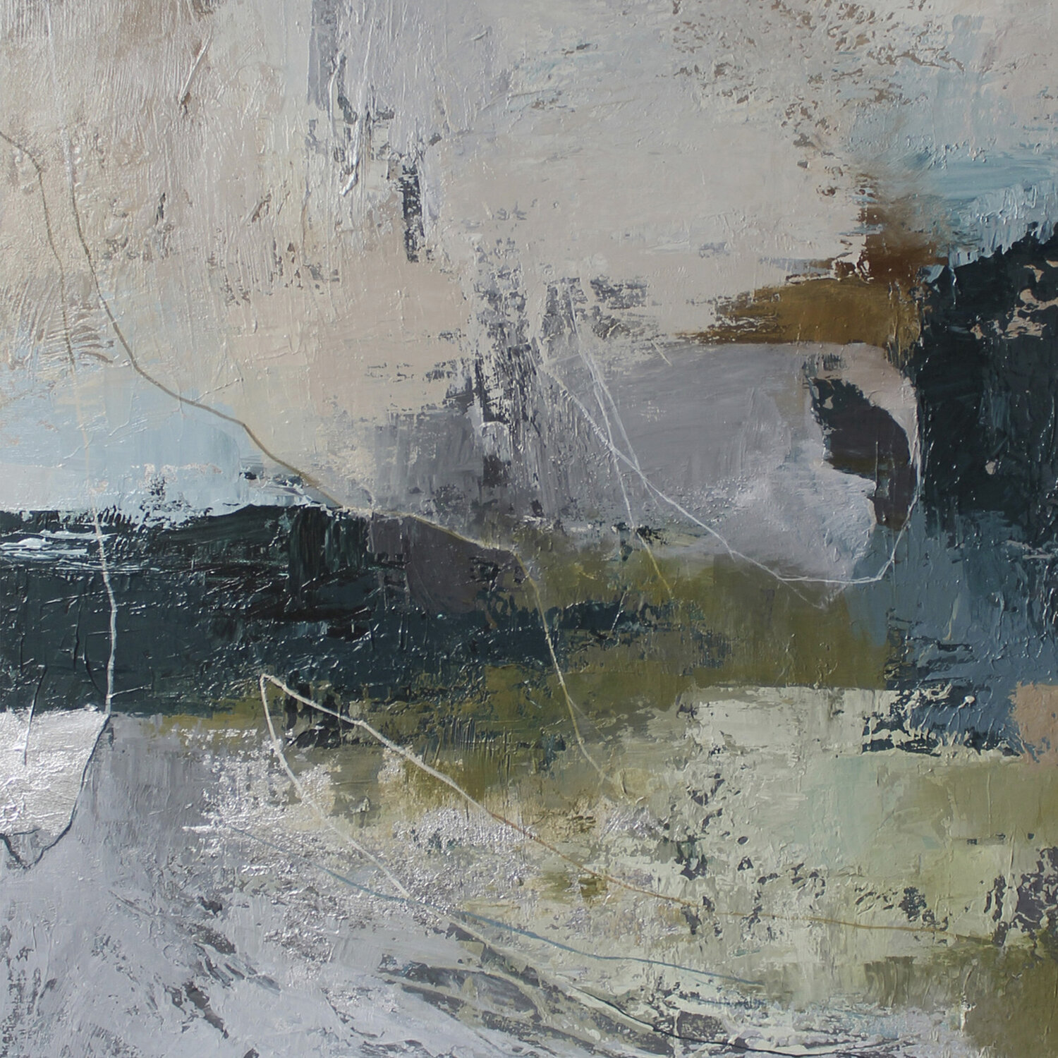 " Fall 4 " Blue gray green abstract acrylic art Yana Sagan