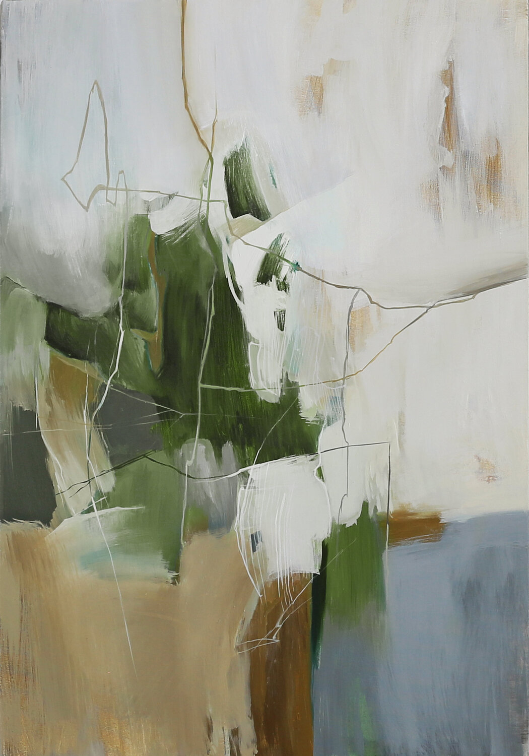 " Green Melody 4 " Green beige abstract acrylic art Yana Sagan Originalgemälde zu verkaufen
