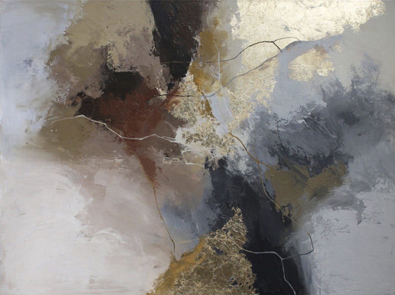 " Savage " Gray brown gold abstract acrylic art Yana Sagan Dipinto originale in vendita