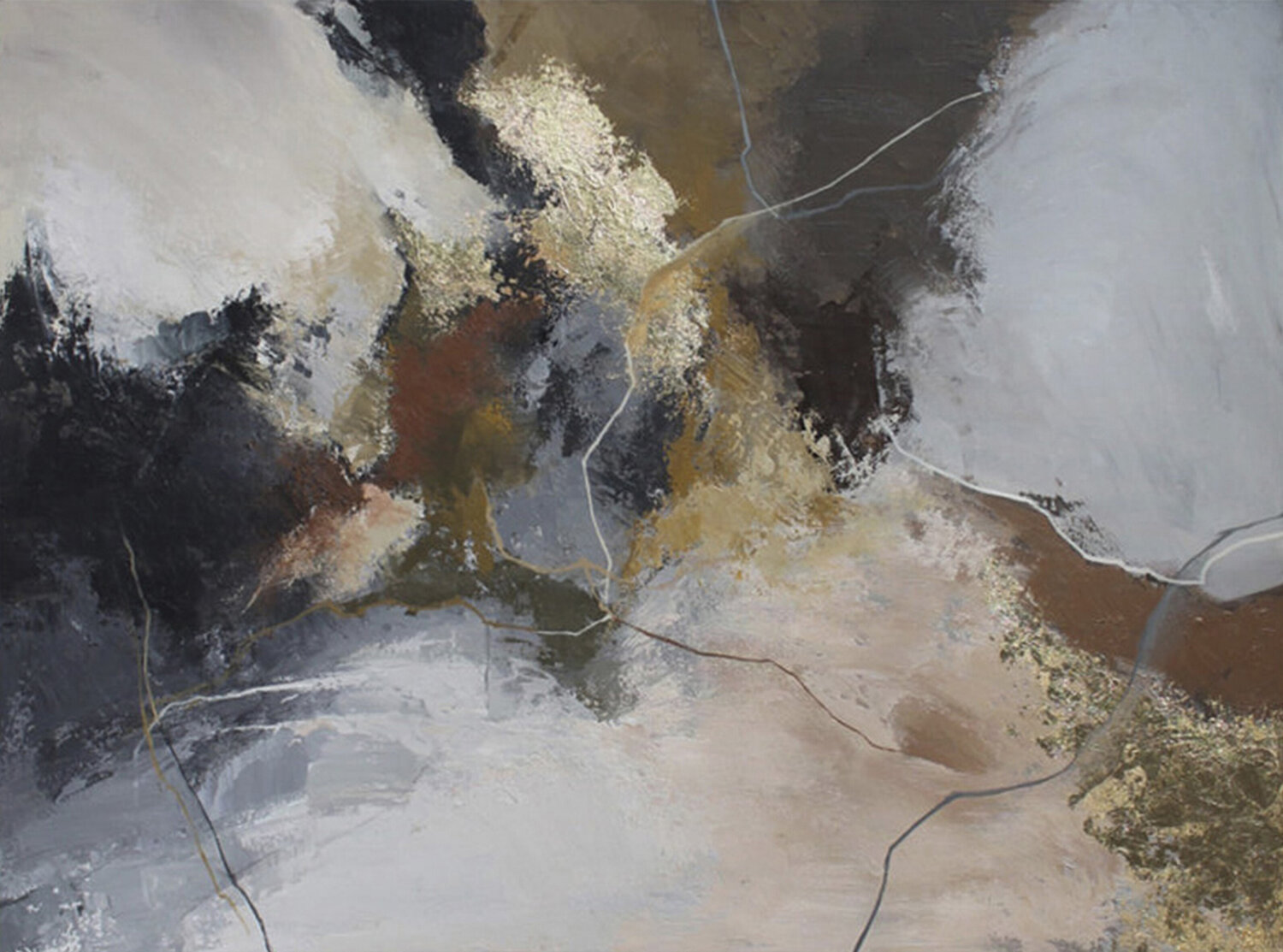 " Savage 2 " Gray gold brown abstract acrylic art Yana Sagan Originalgemälde zu verkaufen