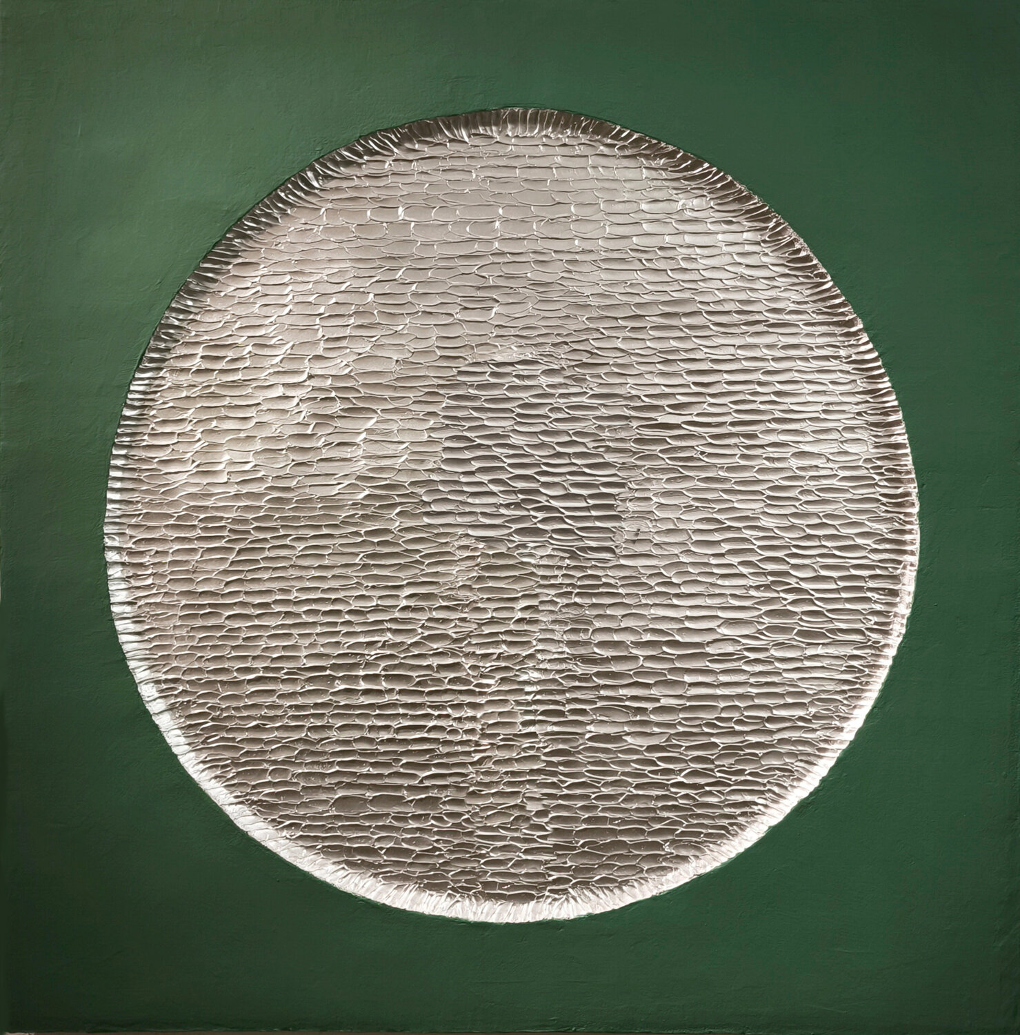 " Green Mars " Green silver abstract high textured acrylic art Yana Sagan Originalgemälde zu verkaufen