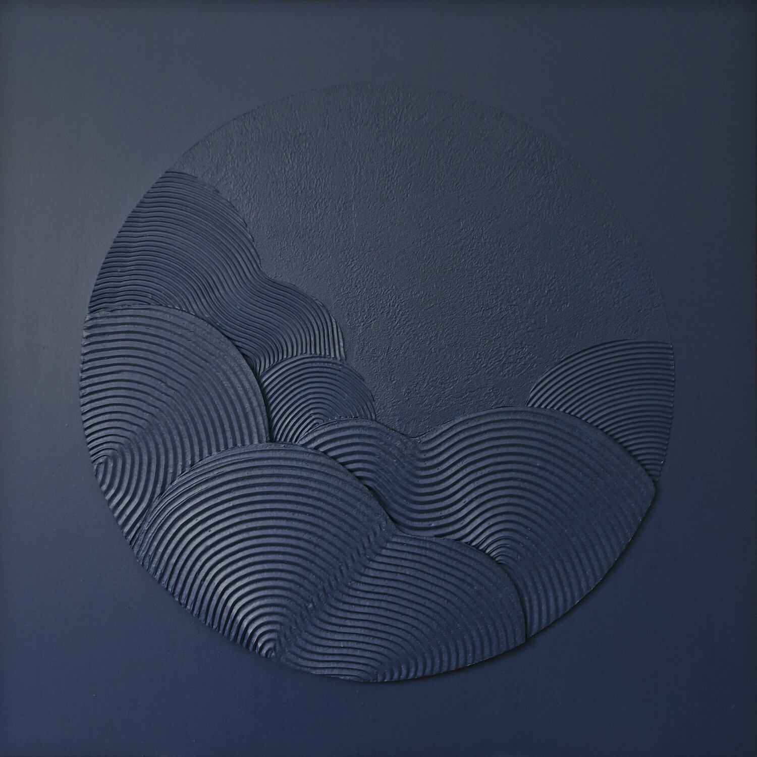 " Waves " Abstract navy high textured acrylic art Yana Sagan