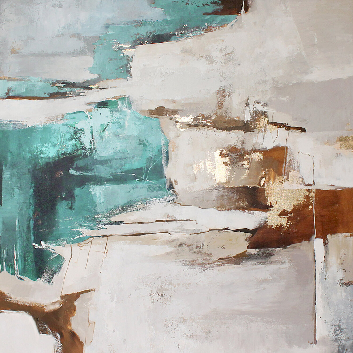 " Teal Sobriety 3 " Teal brown abstract acrylic art Yana Sagan Dipinto originale in vendita