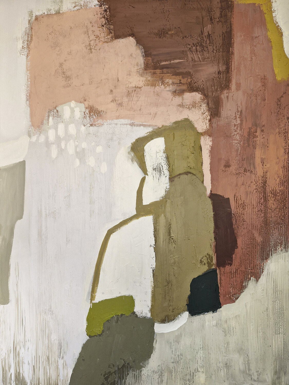 "Eclipse" Rust olive green abstract acrylic art Yana Sagan