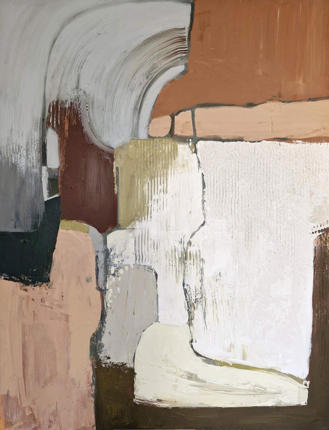 "Eclipse 2" Brown gray rust abstract acrylic art Yana Sagan