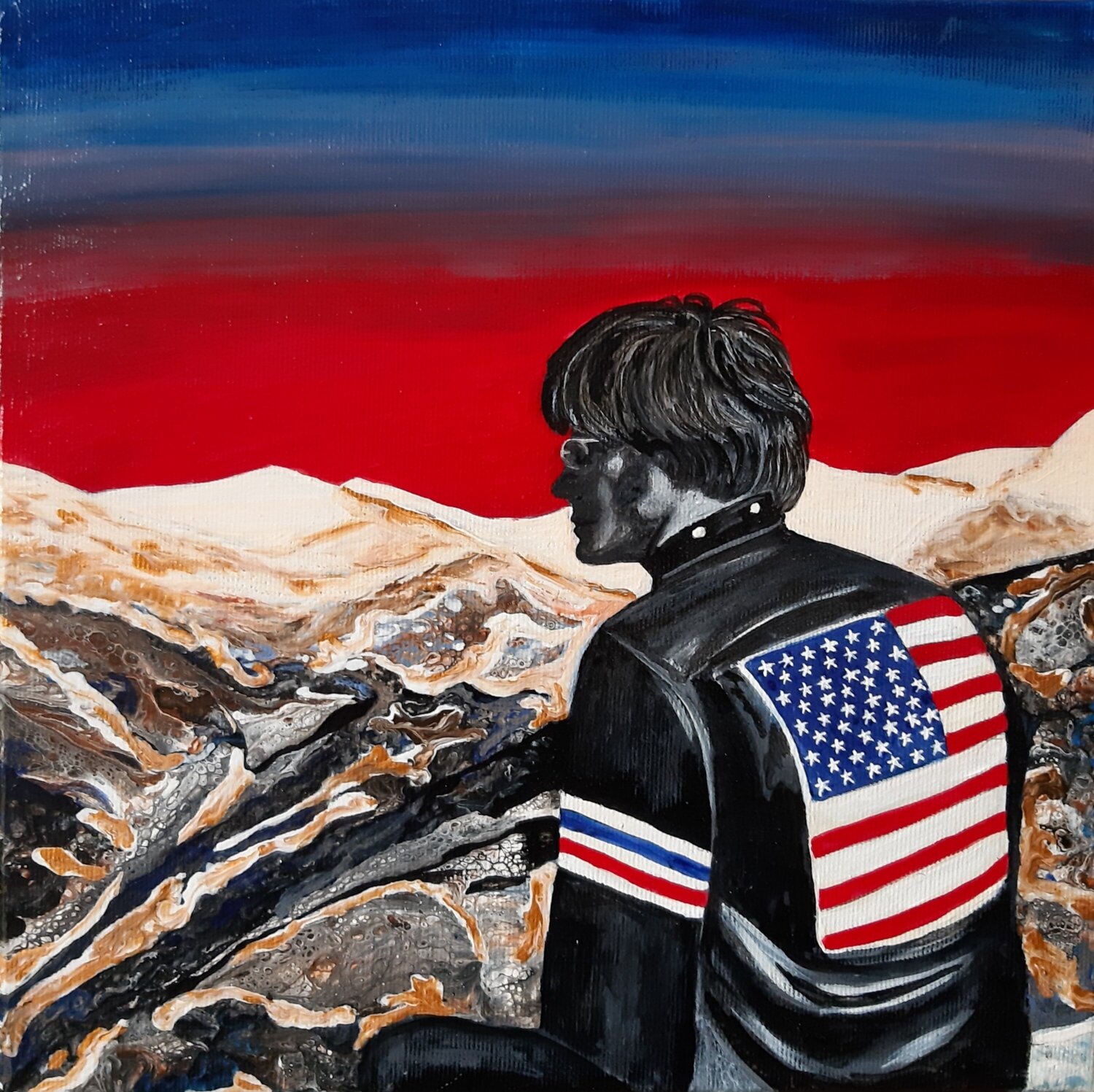 Capitan America - Easy Rider Maria Elena Di Lascio Originalgemälde zu verkaufen