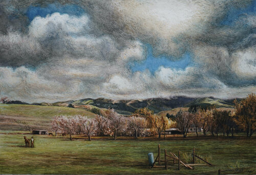 Two friends in a Landscape de Marie Pascal, Obra en papel a la venta en Singulart