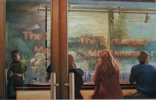 At the counter by Marie Pascal, Work on Paper for Sale on Singulart