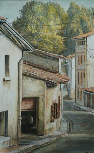 Village street, South of France by Marie Pascal, Work on Paper for Sale on Singulart