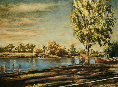 The young fisherman by Marie Pascal, Work on Paper for Sale on Singulart