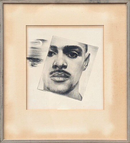 Modern Early Black and White Charcoal Artist Self Portrait Drawing von Edsel Cramer, Malerei kaufen auf Singulart