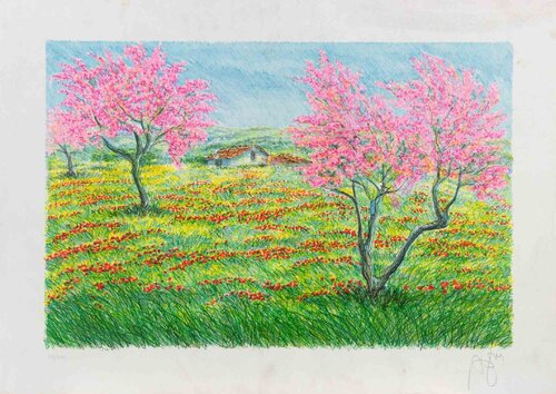 Spring Landscape von Franco Azzinari, Druck kaufen auf Singulart