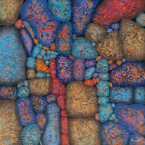 Fancy Rocks Blue de Nancy Eckels, Pintura a la venta en Singulart