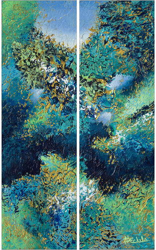 Watery Layers Diptych van Nancy Eckels, Schilderij te koop op Singulart