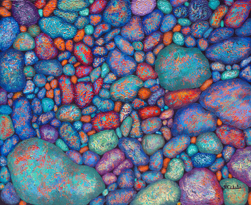 A Few Red Fancy Rocks de Nancy Eckels, Pintura a la venta en Singulart