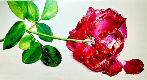 La rose rouge couchée de Joëlle Poret, Pintura a la venta en Singulart