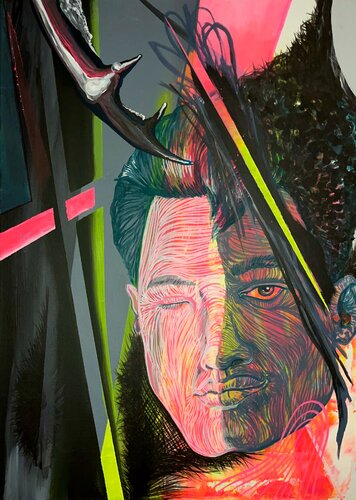 Head(s) No 1 by Patrick Reischel, 회화 for Sale on Singulart